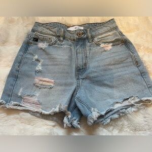 KanCan‎ Blue High-Waisted Distressed Jean Shorts size small
